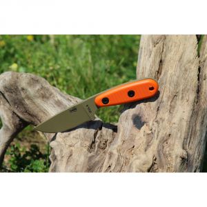 ESEE Izula Dark Earth Fixed Blade Knife w/ Orange G10 Handles and Molded Polymer Sheath